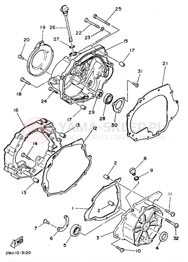 Schemat "Pokrywa silnika" do Yamaha YTM225DXL