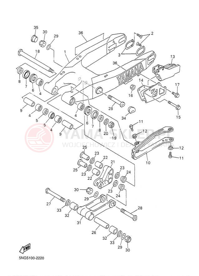 Schemat "wahacz" do Yamaha WR426F WR426FP