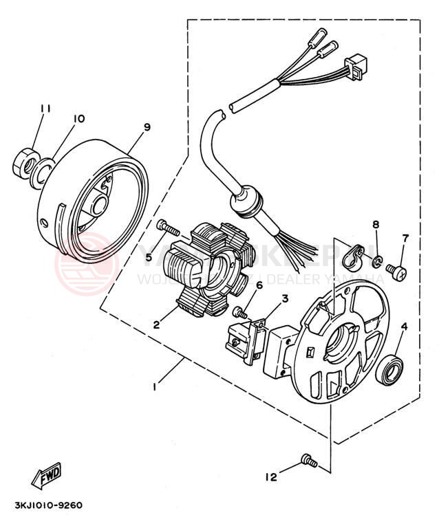 Schemat "prądnica" do Yamaha JOG CY50L