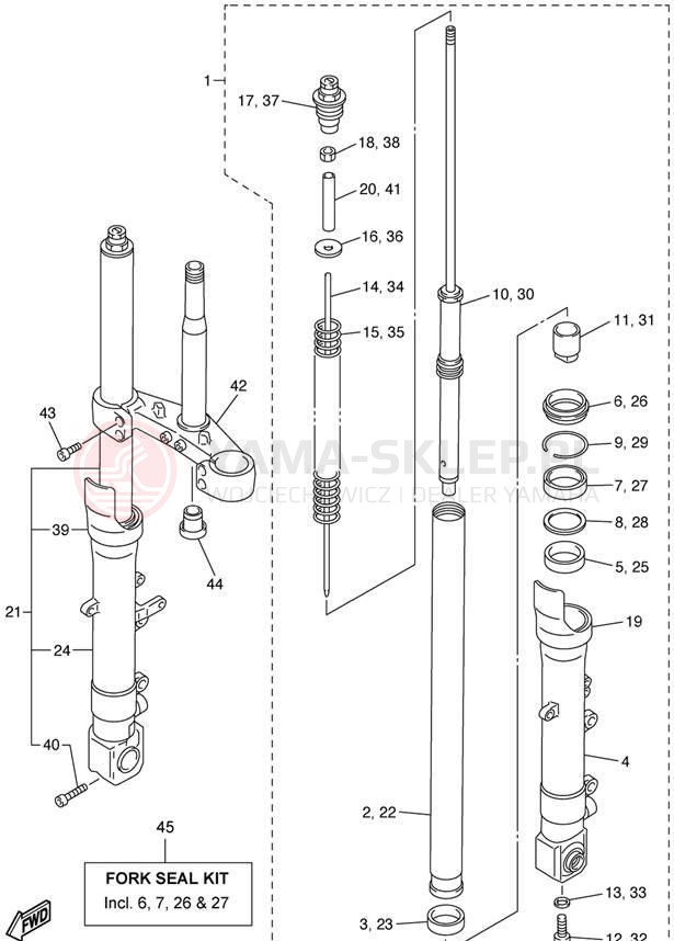 Schemat "Amortyzatory przód" do Yamaha FZ1 FZS1000P/FZS1000PC