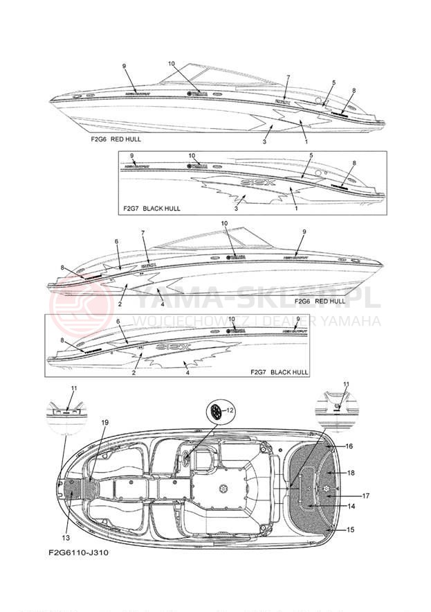 Schemat "naklejki" do Yamaha 212X FAT1100BJ/FAT1100AJ