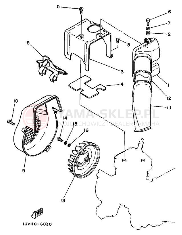 Schemat "Obudowa wentylatora" do Yamaha CE50ET