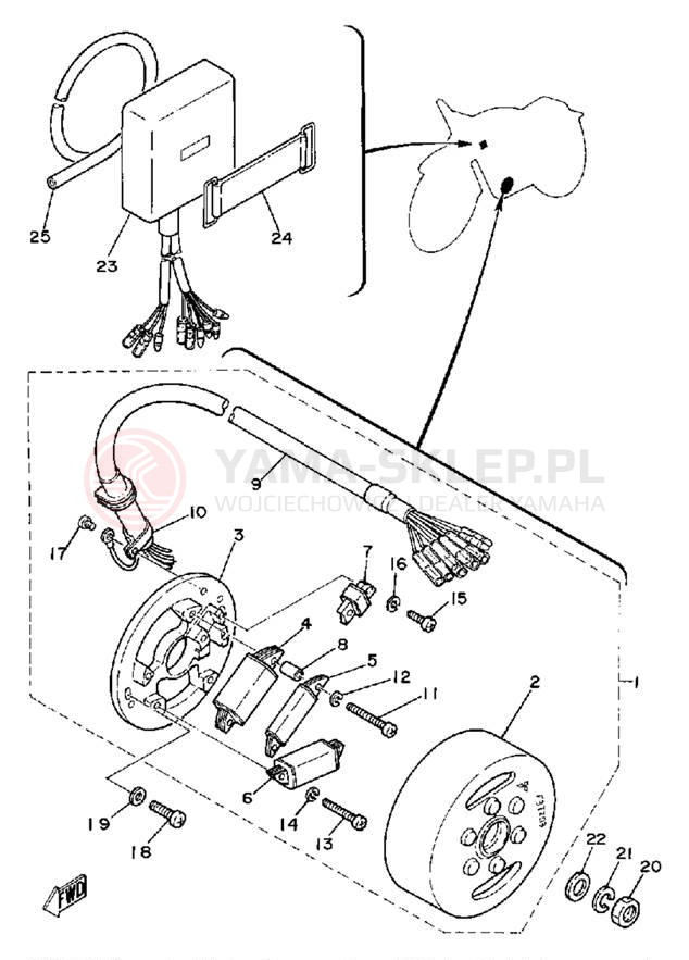 Schemat "Moduł zapłonowy - cewka" do Yamaha IT250H