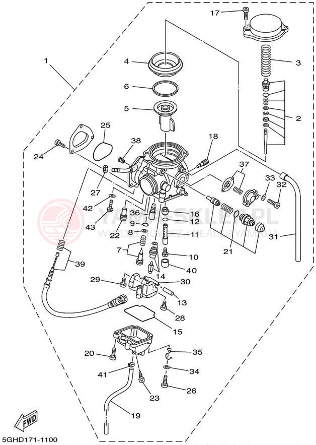 Schemat "Gaźnik" do Yamaha KODIAK 4WD YFM400FAP