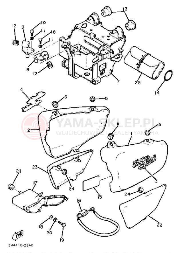 Schemat "Tylny błotnik" do Yamaha XS650SJ