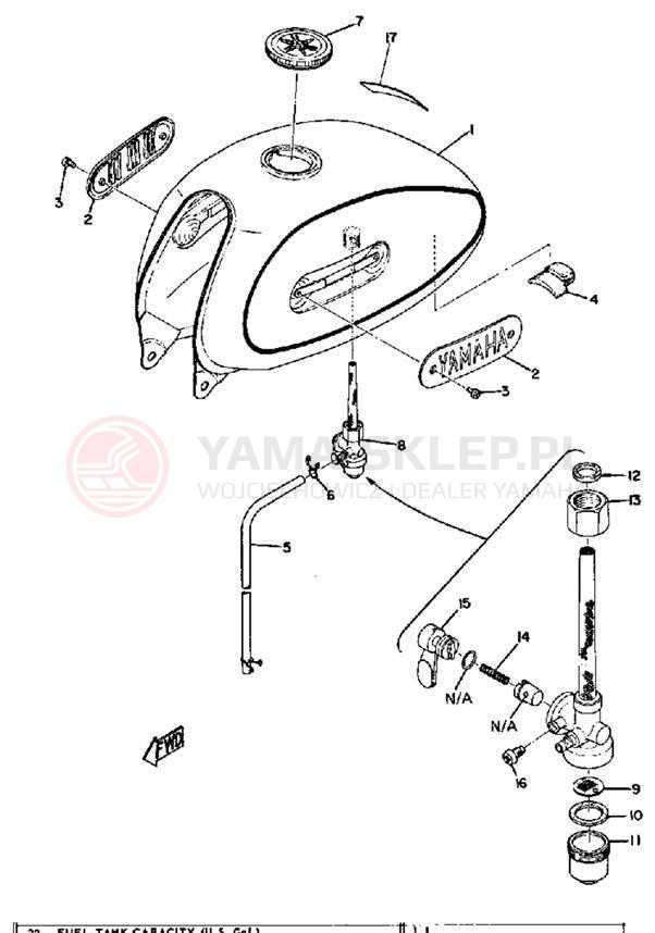 Schemat "zbiornik paliwa" do Yamaha JT1/JT1L