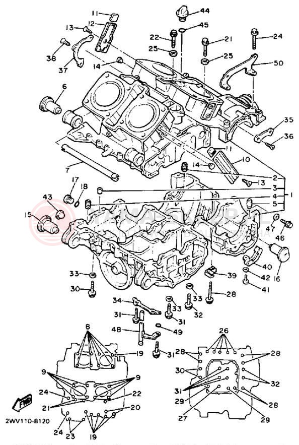 Schemat "Obudowa silnika" do Yamaha XVZ13U/XVZ13UC