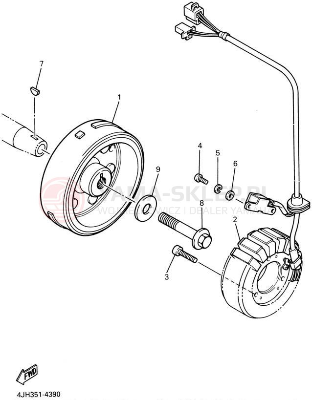 Schemat "prądnica" do Yamaha YZF600R YZF600RPC/YZF600RP
