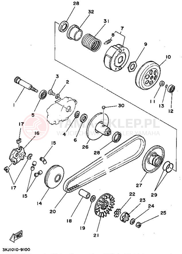 Schemat "sprzęgło" do Yamaha JOG CY50F