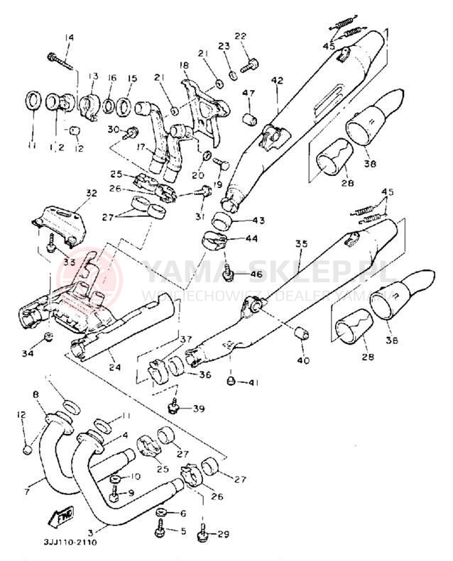 Schemat "Wydech końcowy" do Yamaha XVZ13DEC/XVZ13DE