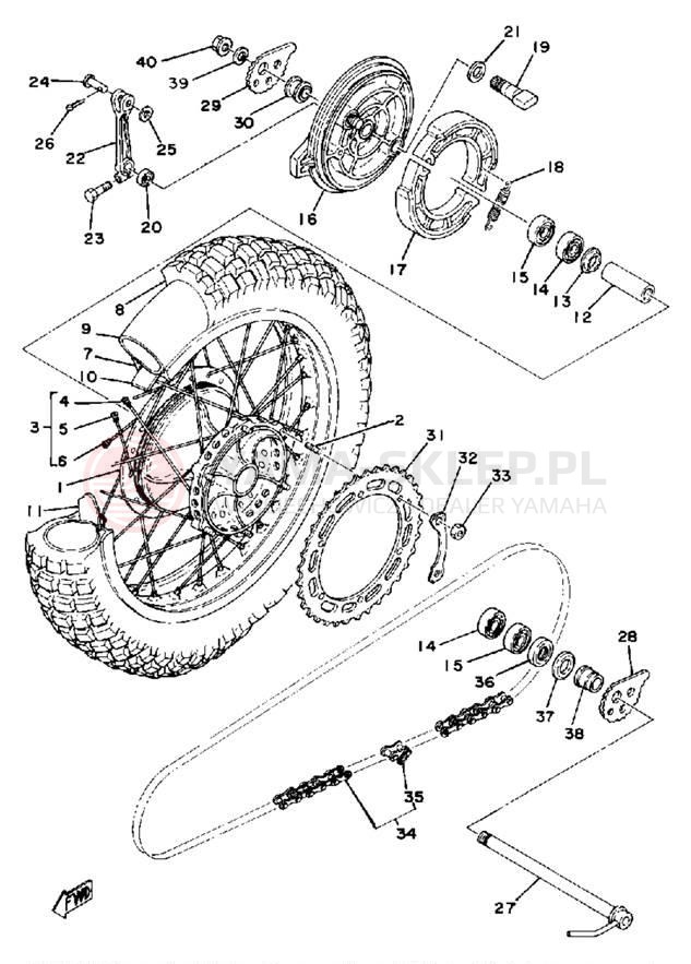 Schemat "Koło tył" do Yamaha IT400F