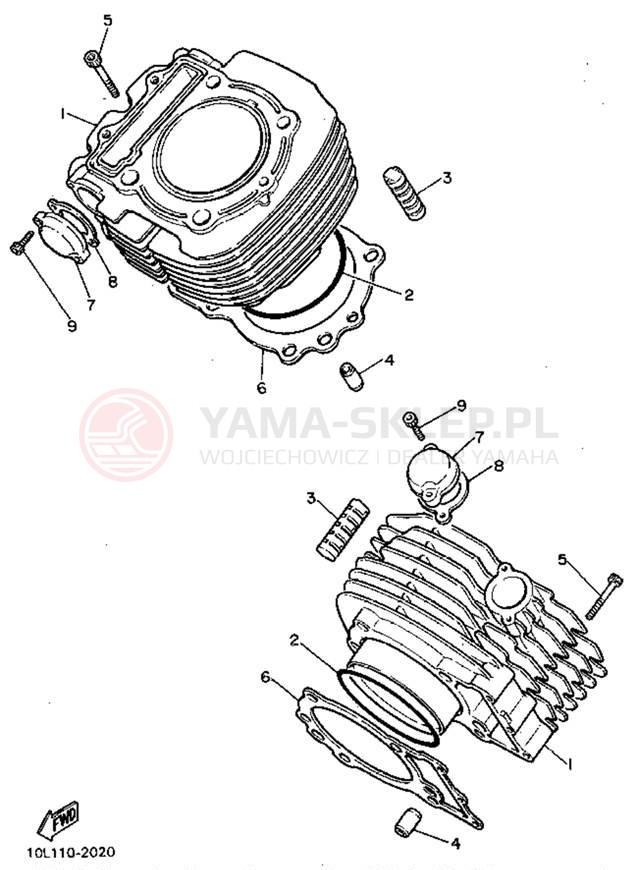 Schemat "cylinder" do Yamaha VIRAGO 750 XV750DC/XV750D