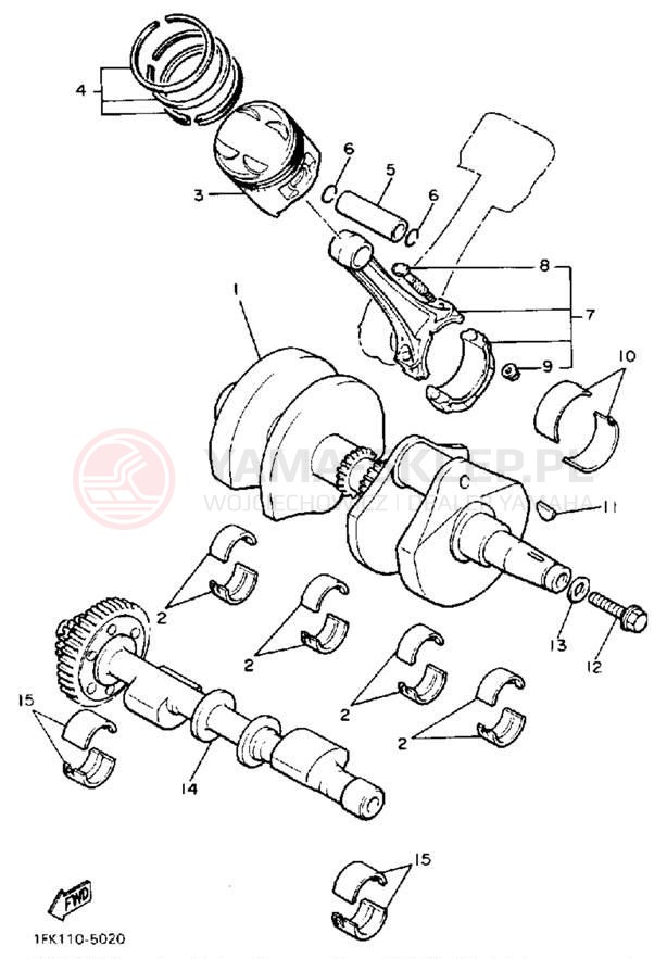 Schemat "Wał korbowy, tłok" do Yamaha V MAX 1200 VMX12N/VMX12NC