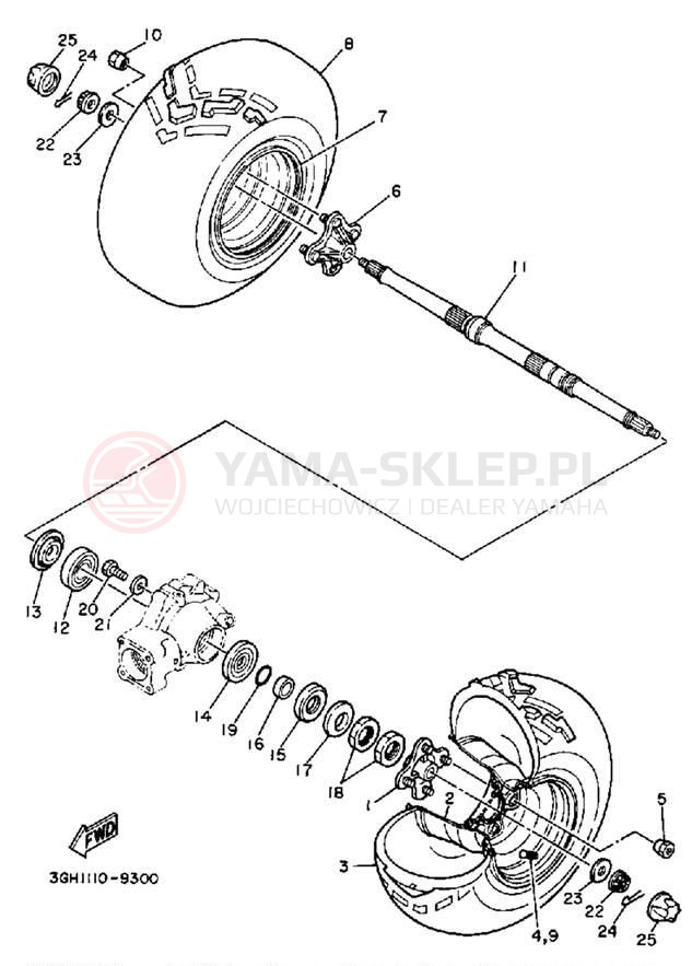 Schemat "Koło tył" do Yamaha MOTO-4 YFM350ERW