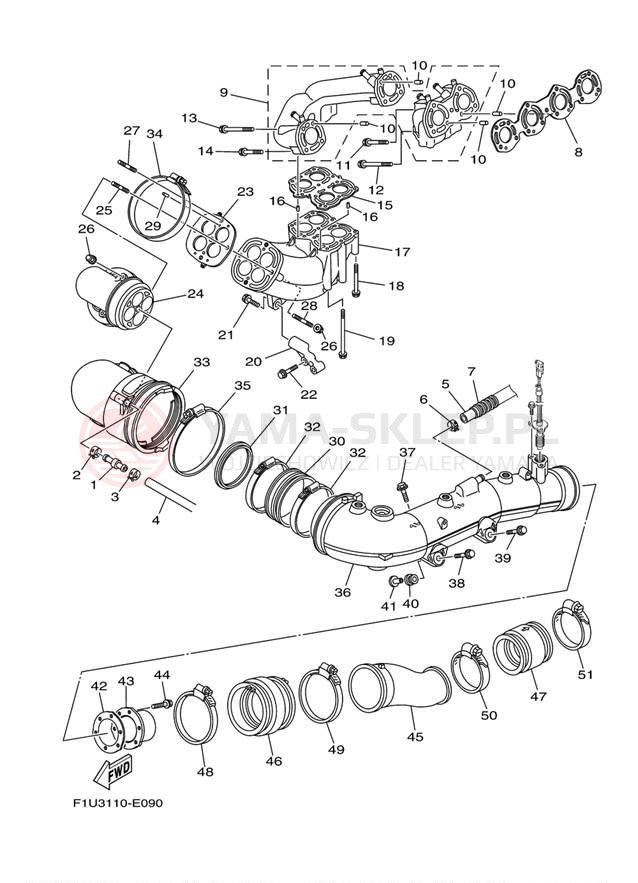 Schemat "wydech" do Yamaha 212SS FAT1100CJ