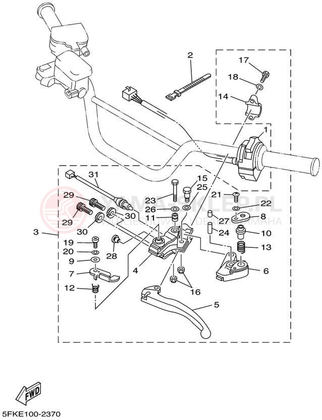 Schemat "Kierownica i osprzęt" do Yamaha BANSHEE YFZ350P