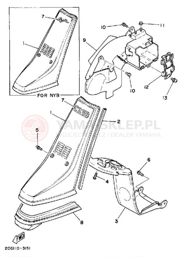 Schemat "błotnik" do Yamaha RIVA 50 CA50S