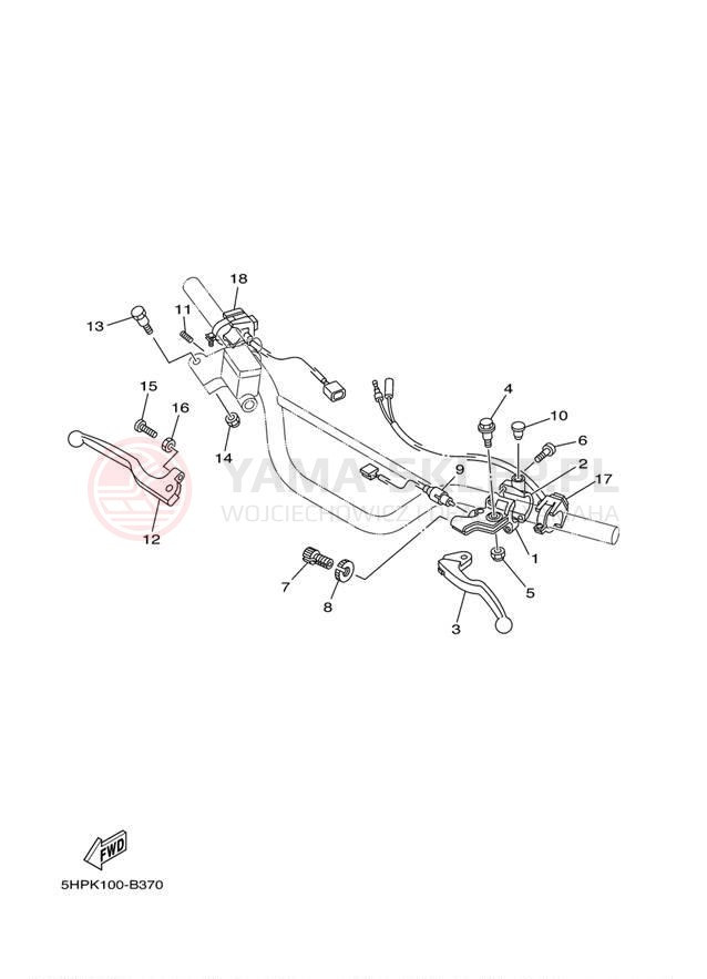 Schemat "Kierownica i osprzęt" do Yamaha TTR125LE TTR125LER/TTR125ER