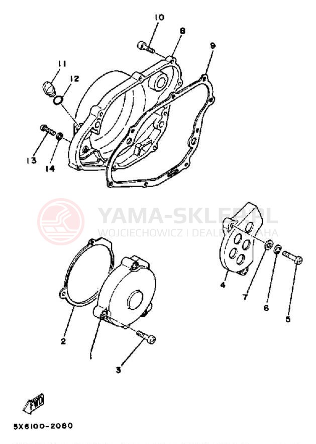 Schemat "Pokrywa silnika" do Yamaha YZ490J