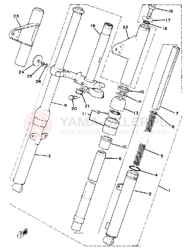 Schemat "Amortyzatory przód" do Yamaha LB802AE