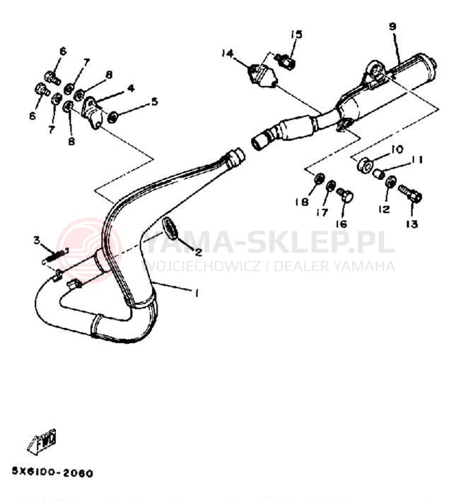 Schemat "Wydech końcowy" do Yamaha YZ490J
