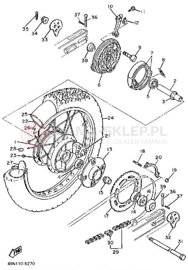 Schemat "Koło tył" do Yamaha XT600UC/XT600U