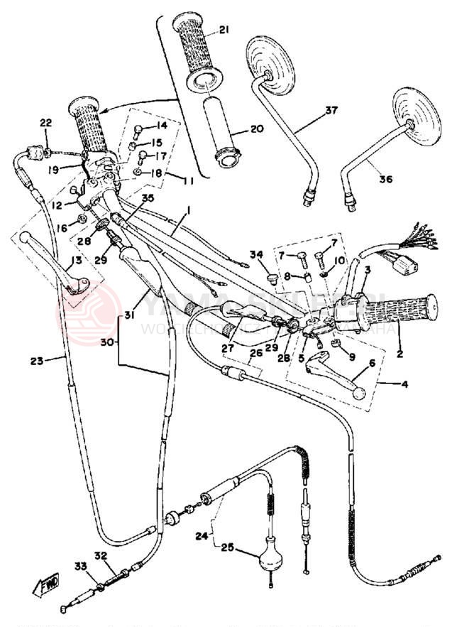 Schemat "Kierownica i osprzęt" do Yamaha DT175C