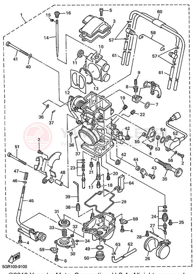 Schemat "Gaźnik" do Yamaha YZ400FL
