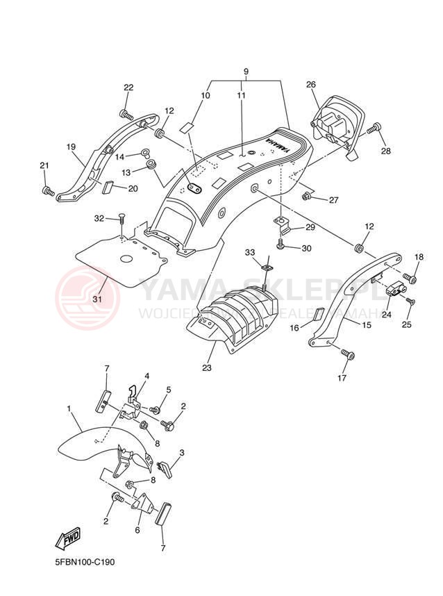 Schemat "błotnik" do Yamaha V STAR CUSTOM XVS65S/XVS65SC