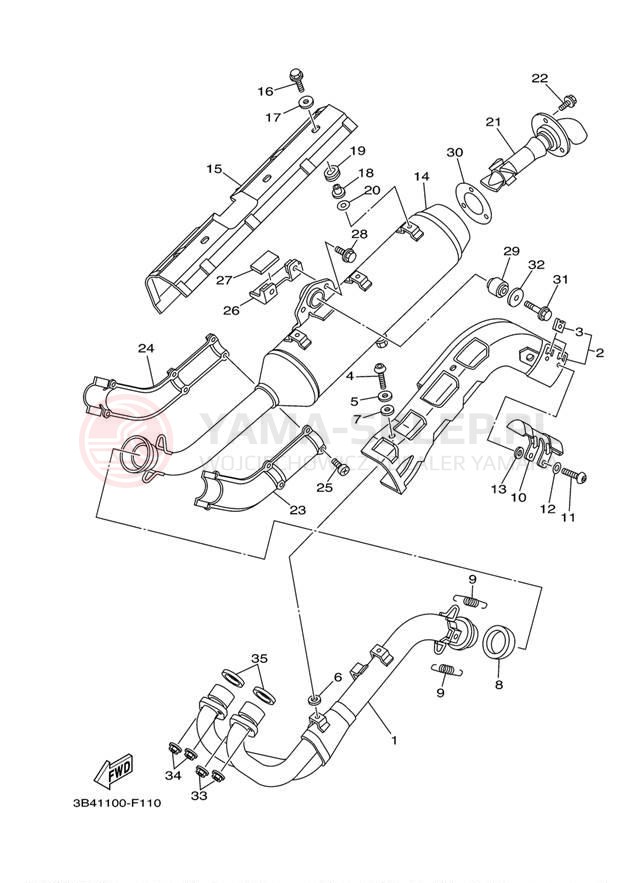 Schemat "Wydech końcowy" do Yamaha GRIZZLY 700 YFM7FGPW