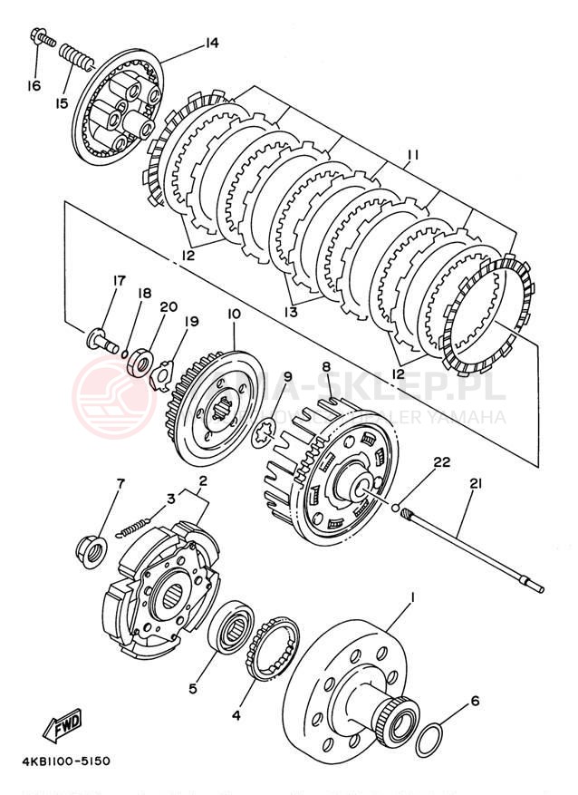 Schemat "sprzęgło" do Yamaha WOLVERINE 4WD YFM350FXH_