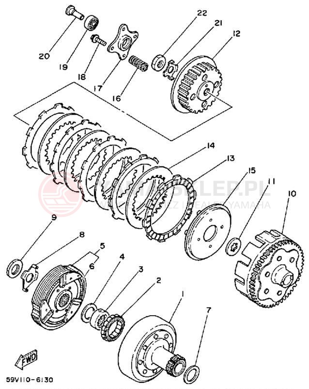 Schemat "sprzęgło" do Yamaha MOTO-4 YFM225T