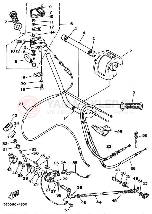 Schemat "Kierownica i osprzęt" do Yamaha WARRIOR YFM350XG
