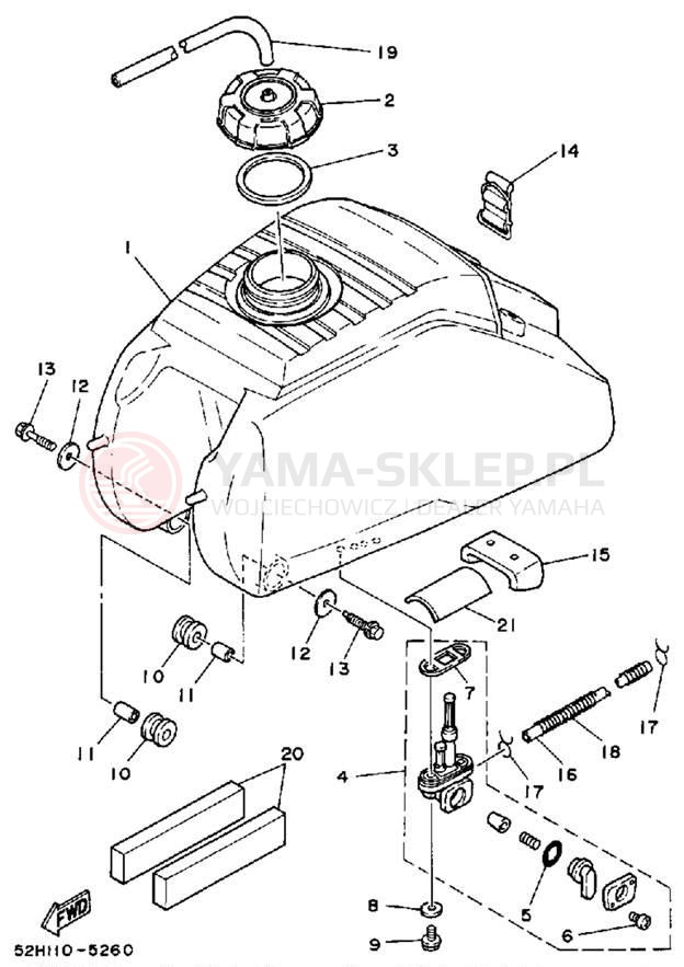 Schemat "zbiornik paliwa" do Yamaha MOTO-4 YFM200N
