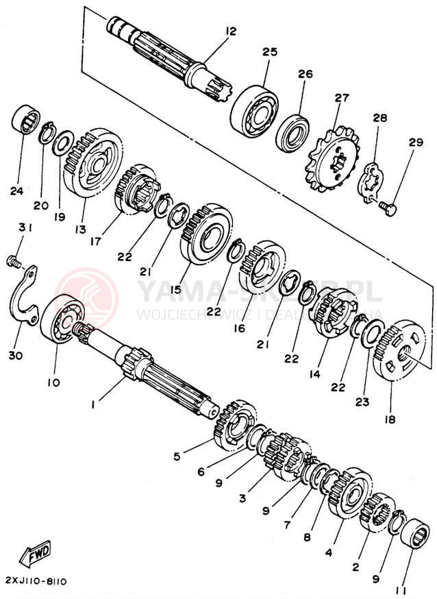 Schemat "Skrzynia biegów " do Yamaha BLASTER YFS200F