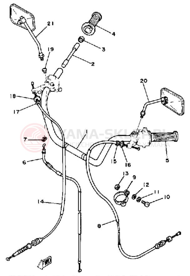 Schemat "Kierownica i osprzęt" do Yamaha SR250H