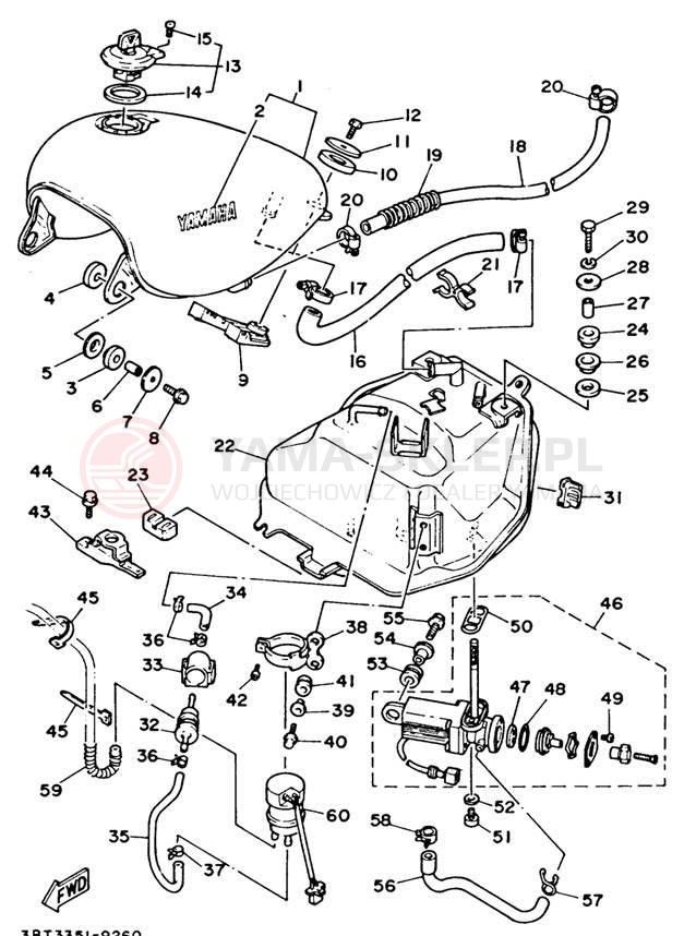 Schemat "zbiornik paliwa" do Yamaha VIRAGO 535 XV535E/XV535EC