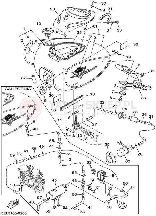 Schemat "zbiornik paliwa" do Yamaha V-STAR 1100 XVS1100L/XVS1100LC