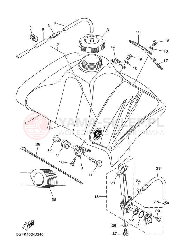 Schemat "zbiornik paliwa" do Yamaha TT-R250 TTR250T/TTR250TC