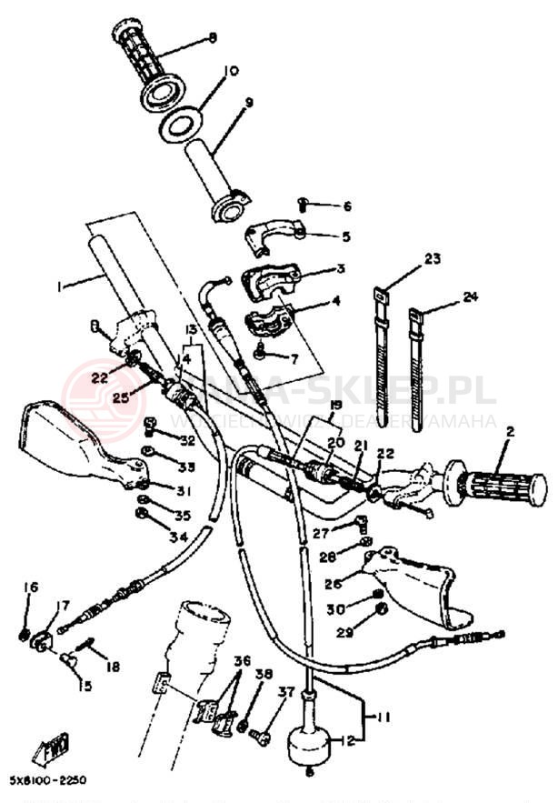 Schemat "Kierownica i osprzęt" do Yamaha IT175K