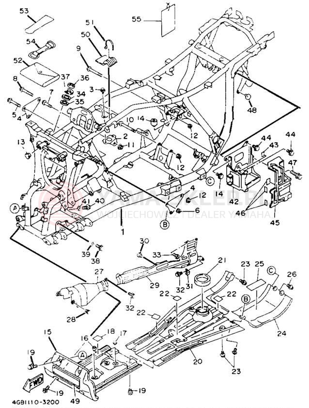 Schemat "rama" do Yamaha KODIAK 4WD YFM400FWE_