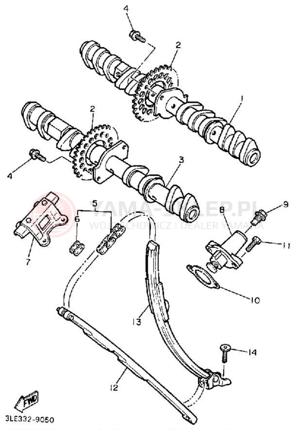 Schemat "Rozrząd - łańcuszek" do Yamaha FZR1000BC/FZR1000B