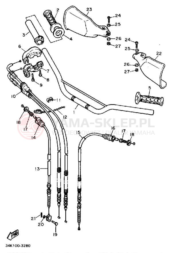 Schemat "Kierownica i osprzęt" do Yamaha TT600K