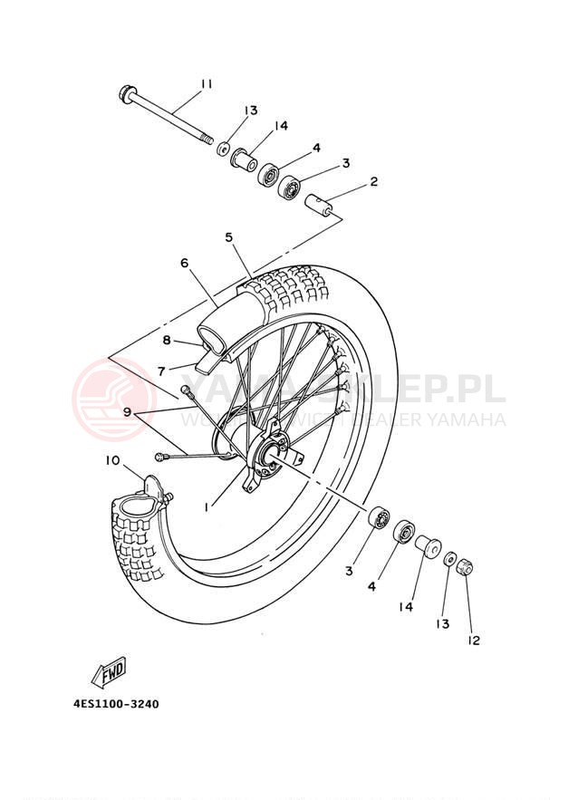 Schemat "Koło przód" do Yamaha YZ85 YZ85R