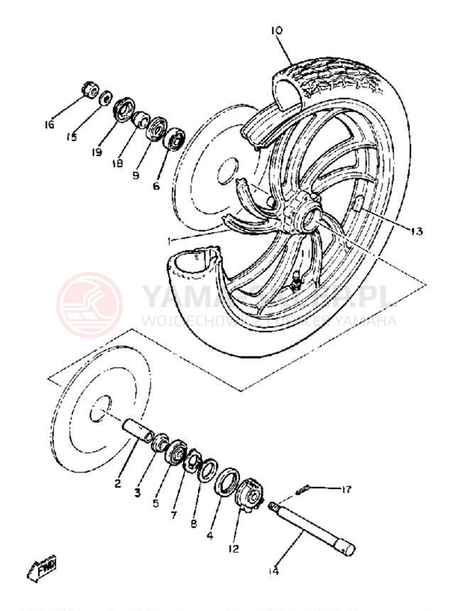 Schemat "Koło przód" do Yamaha XS850LH