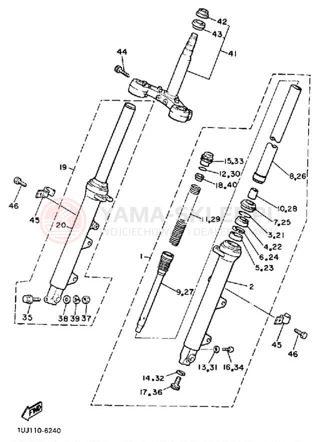 Schemat "Amortyzatory przód" do Yamaha RADIAN YX600TC/YX600T
