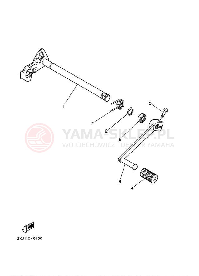 Schemat "Dźwignia zmiany biegów, wałek" do Yamaha BLASTER YFS200T