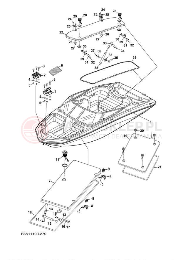 Schemat "DECK HATCH" do Yamaha SX190 EARLY RX1800CM/RX1800DM