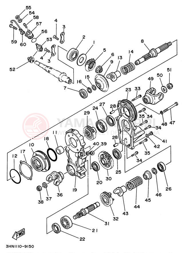 Schemat "Przeniesienie napędu" do Yamaha BIG BEAR 4WD YFM350FWH_