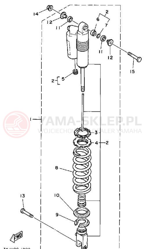 Schemat "zawieszenie tył" do Yamaha WR500ZE